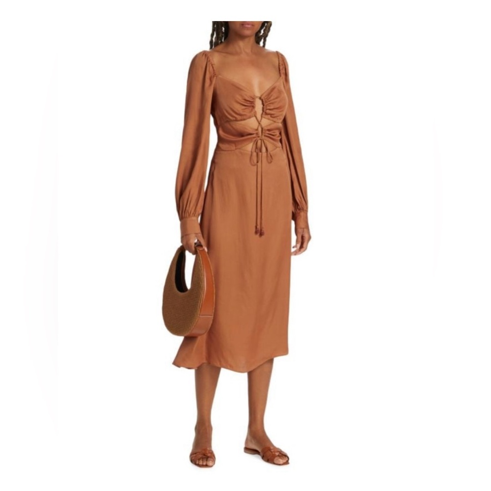 Farm Rio Cut Out Satin Midi Dress